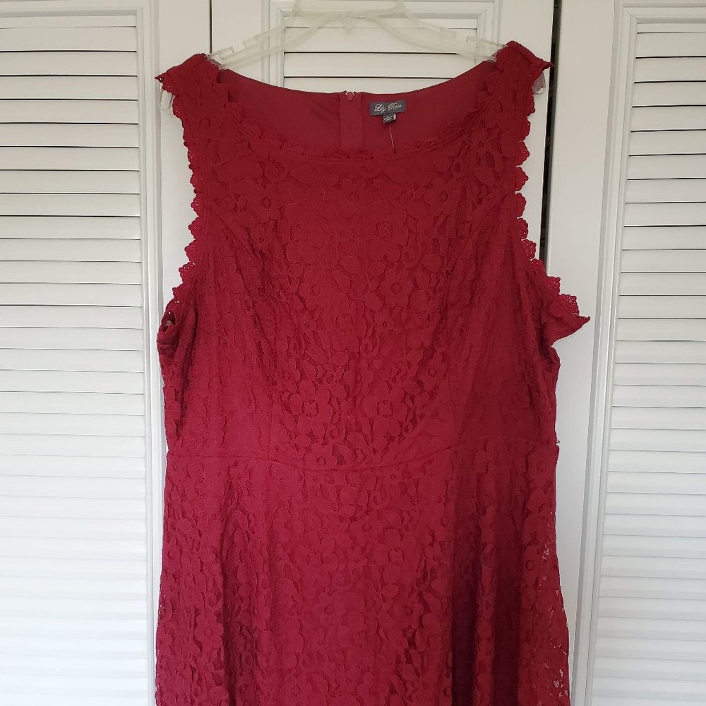 Brand New Lily Rose Lace Burgundy Dress 2X